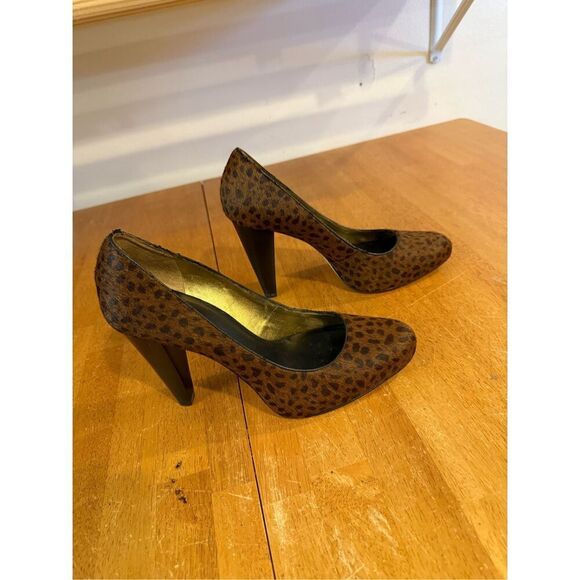 Banana Republic Pony Hair Leopard Print Heels Shoes Size 9 - Picture 4 of 11